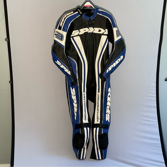 Spidi Men’s 54 Hydroback Black, White, Blue Fully Armored Ventilated Racing Suit - Picture 12 of 16